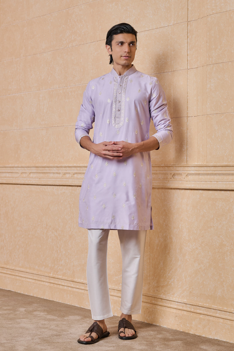 Lilac Kurta Set With Embroidery Highlights