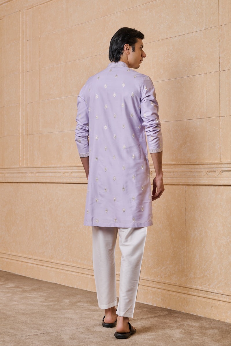 Lilac Kurta Set With Embroidery Highlights