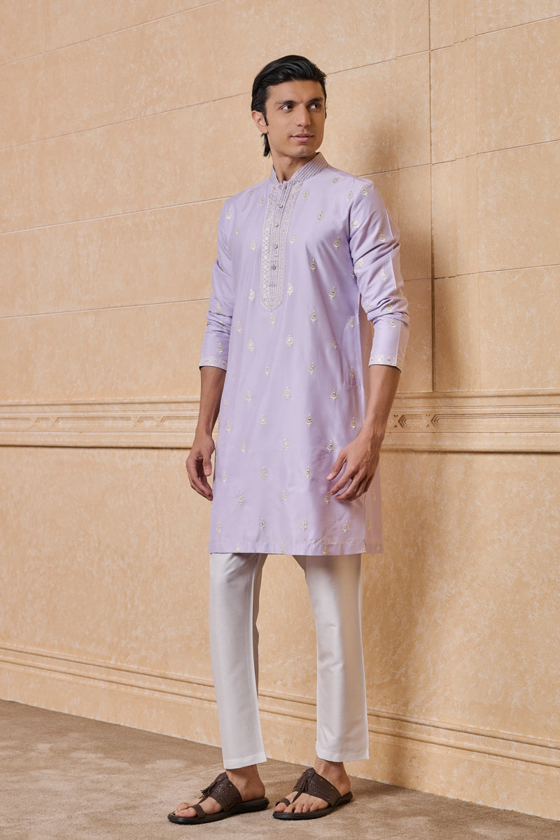 Lilac Kurta Set With Embroidery Highlights