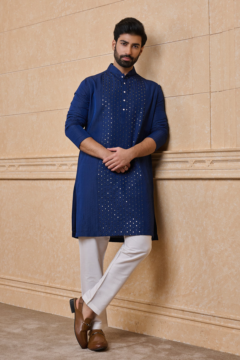 Medium Blue Patra Embroidered Kurta Set