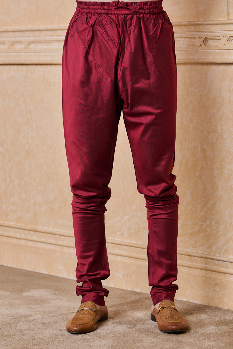 Maroon All Over Textured Kurta Set