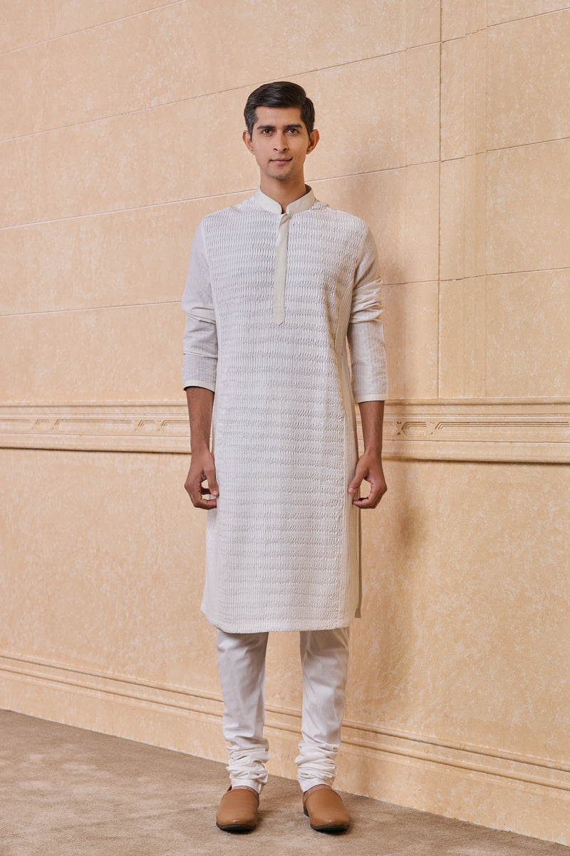 White All Over Textured Kurta Set