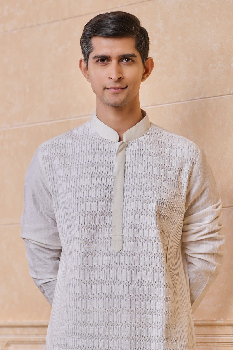 White All Over Textured Kurta Set