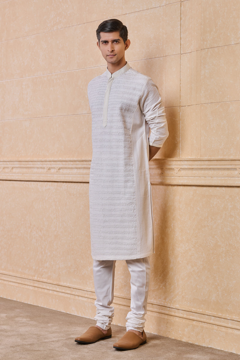 White All Over Textured Kurta Set