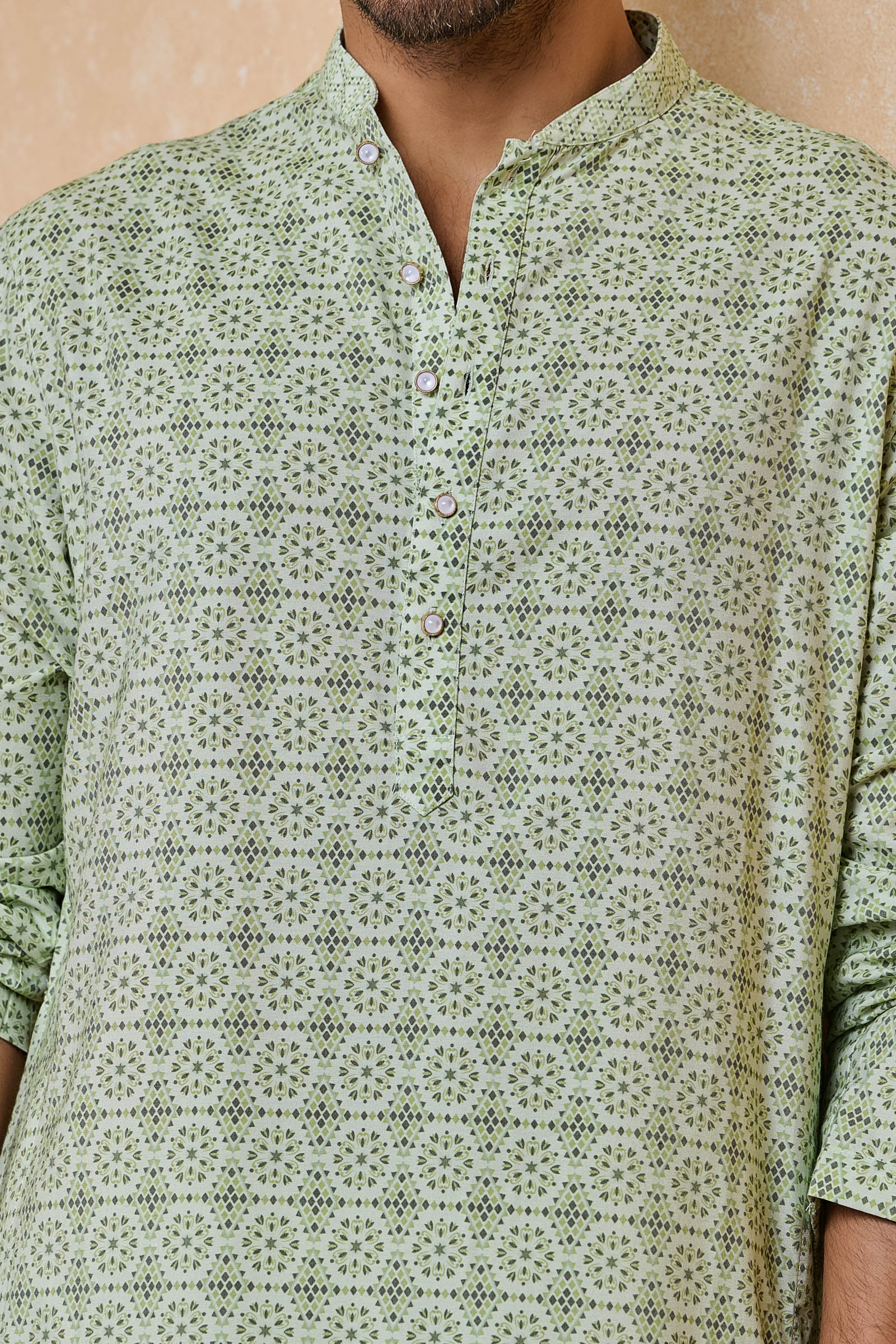 Green Printed Kurta Set