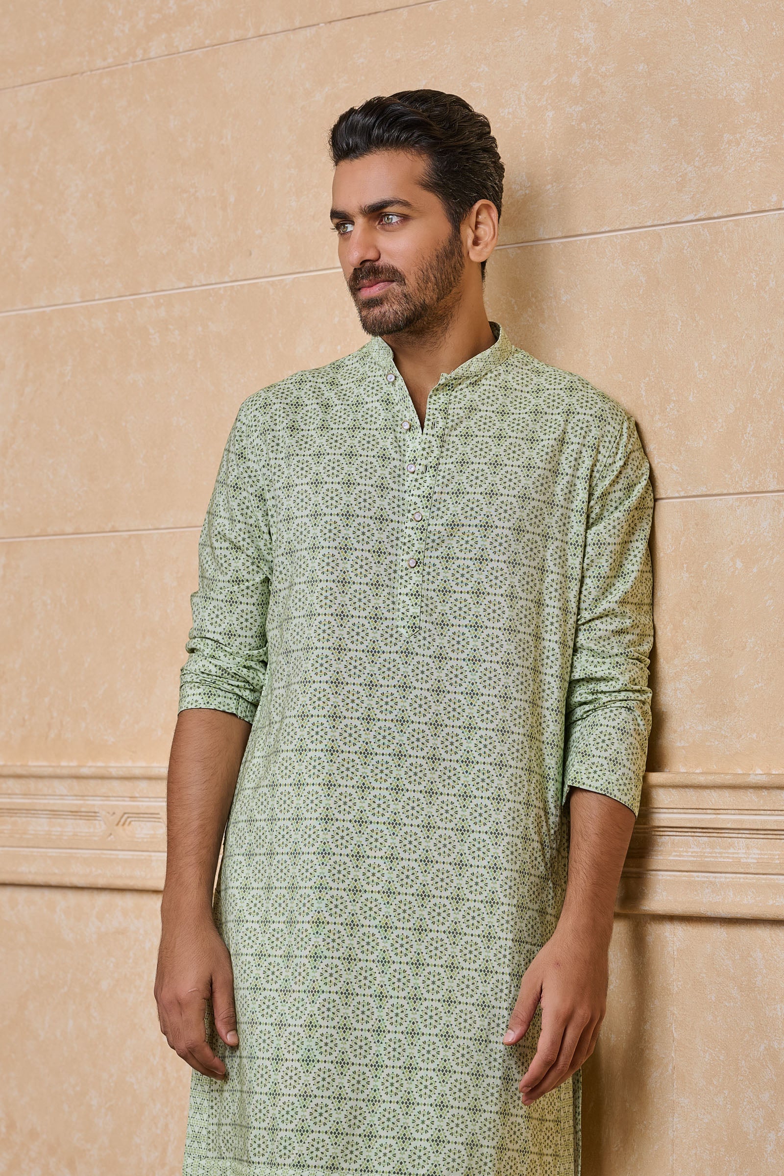 Green Printed Kurta Set