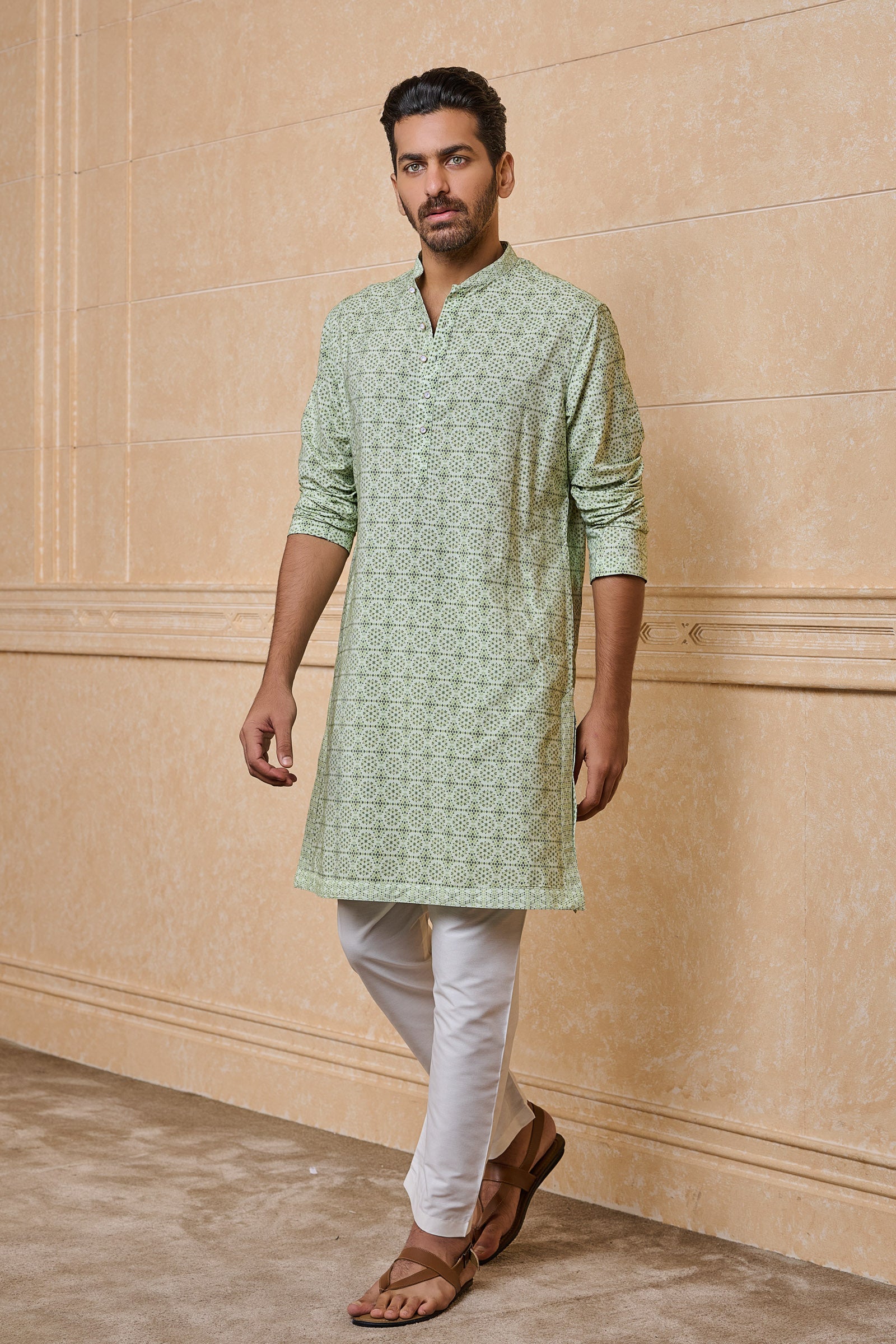 Green Printed Kurta Set