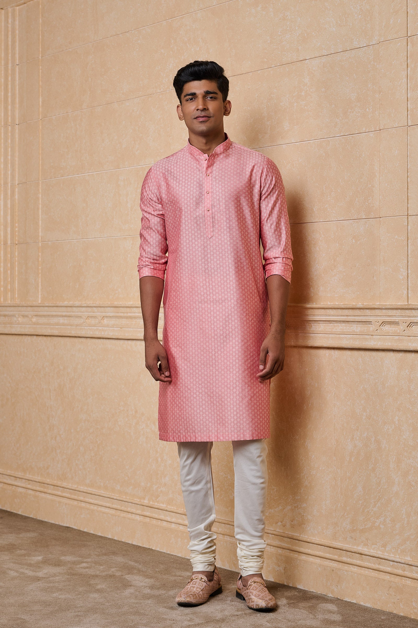 Pink Classic Jacquard Kurta Set