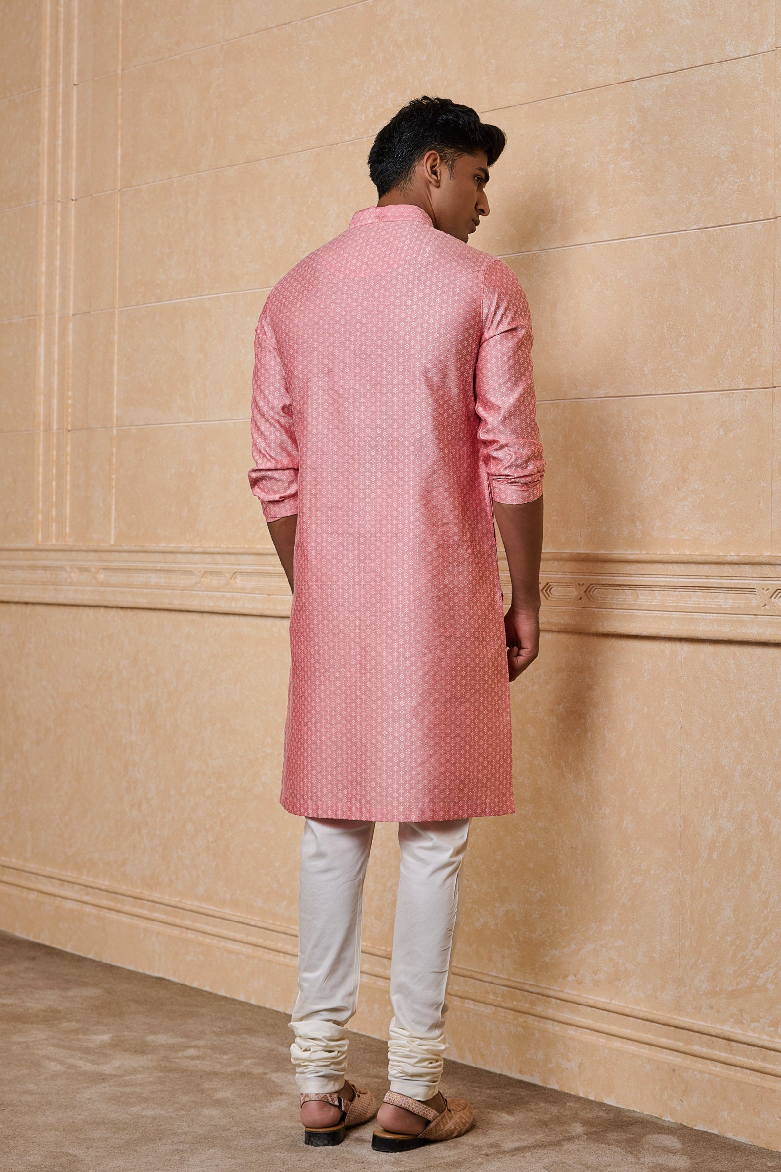 Pink Classic Jacquard Kurta Set