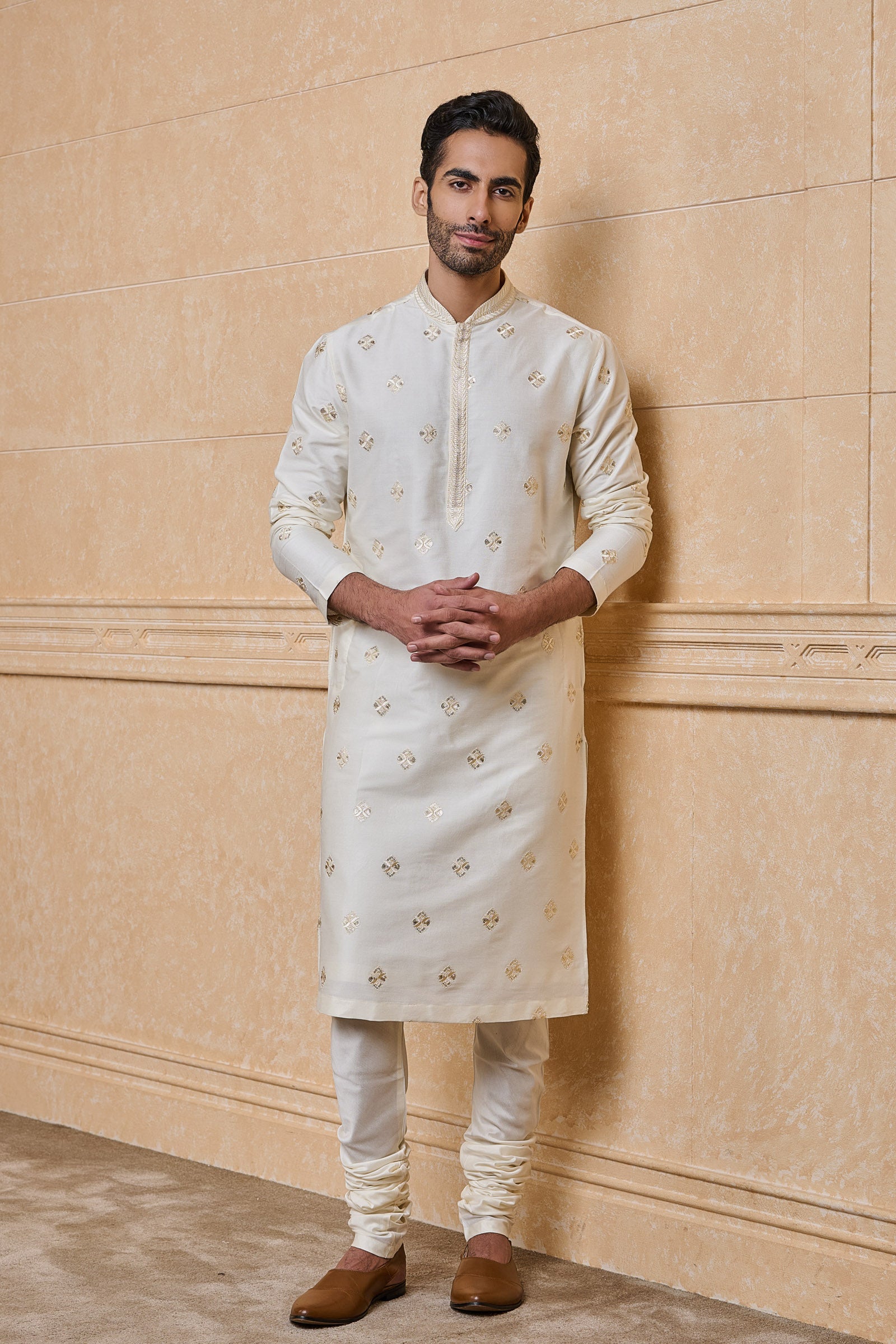 Ivory All Over Embroidered Kurta Set