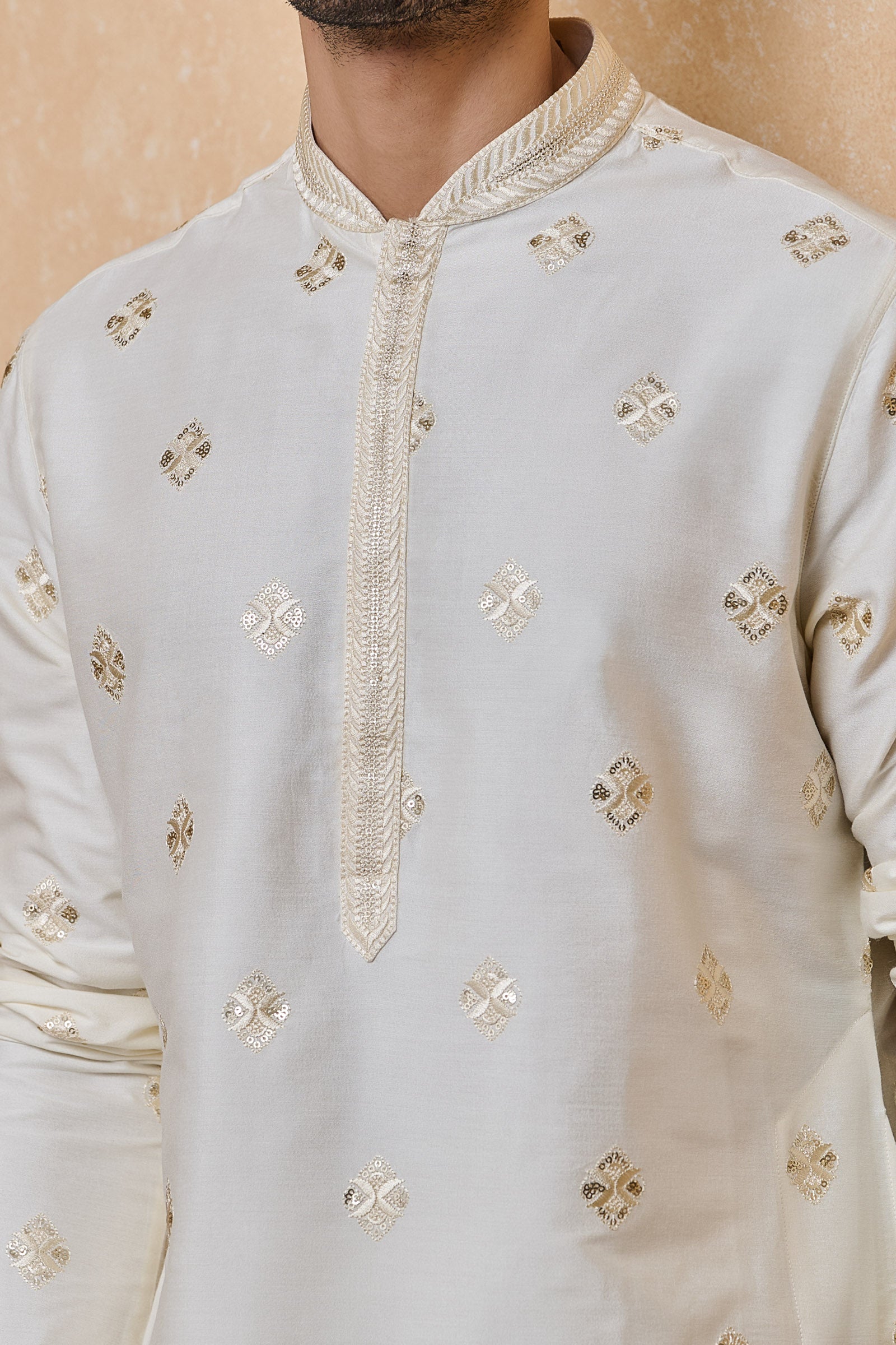 Ivory All Over Embroidered Kurta Set