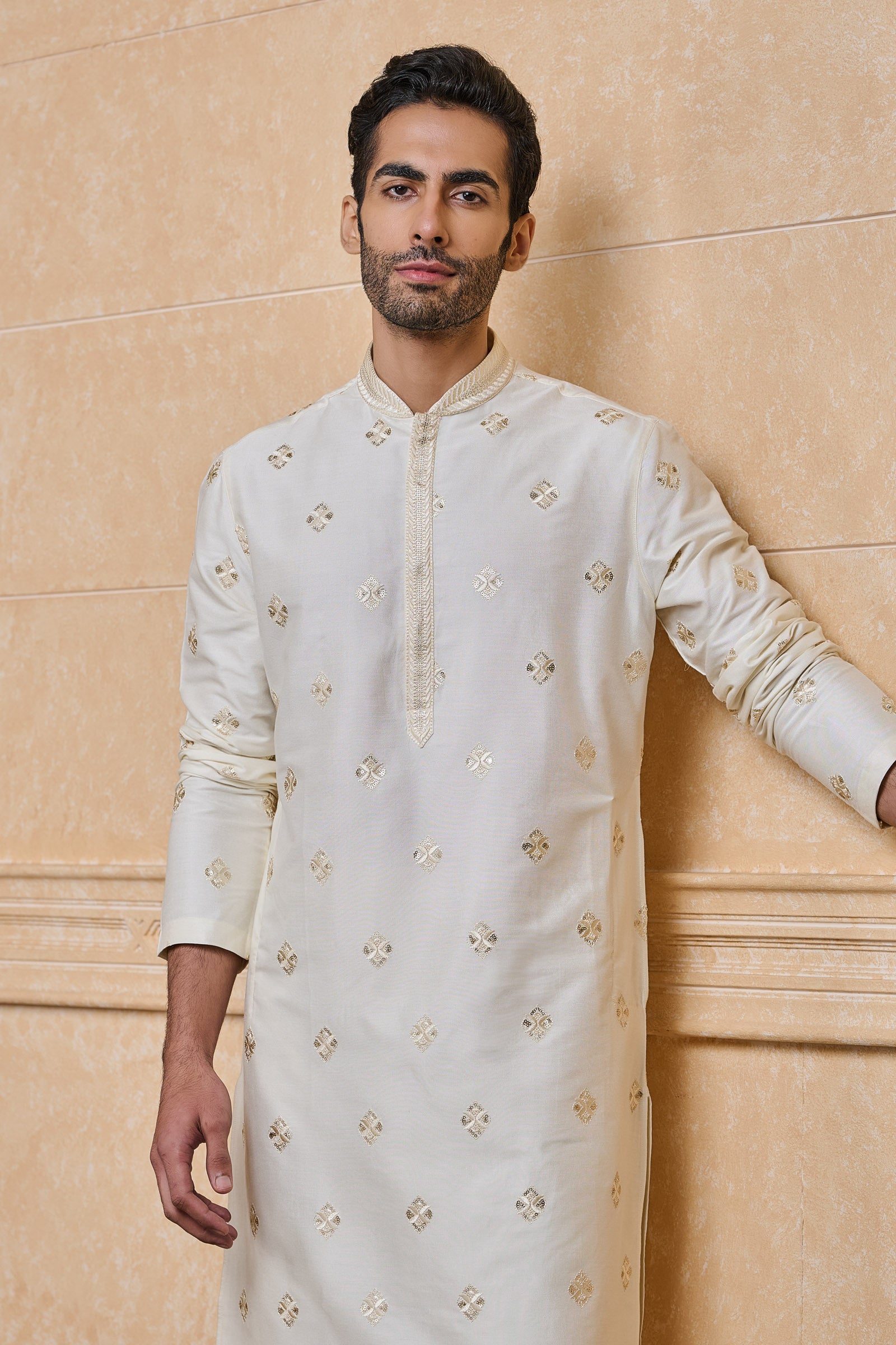 Ivory All Over Embroidered Kurta Set