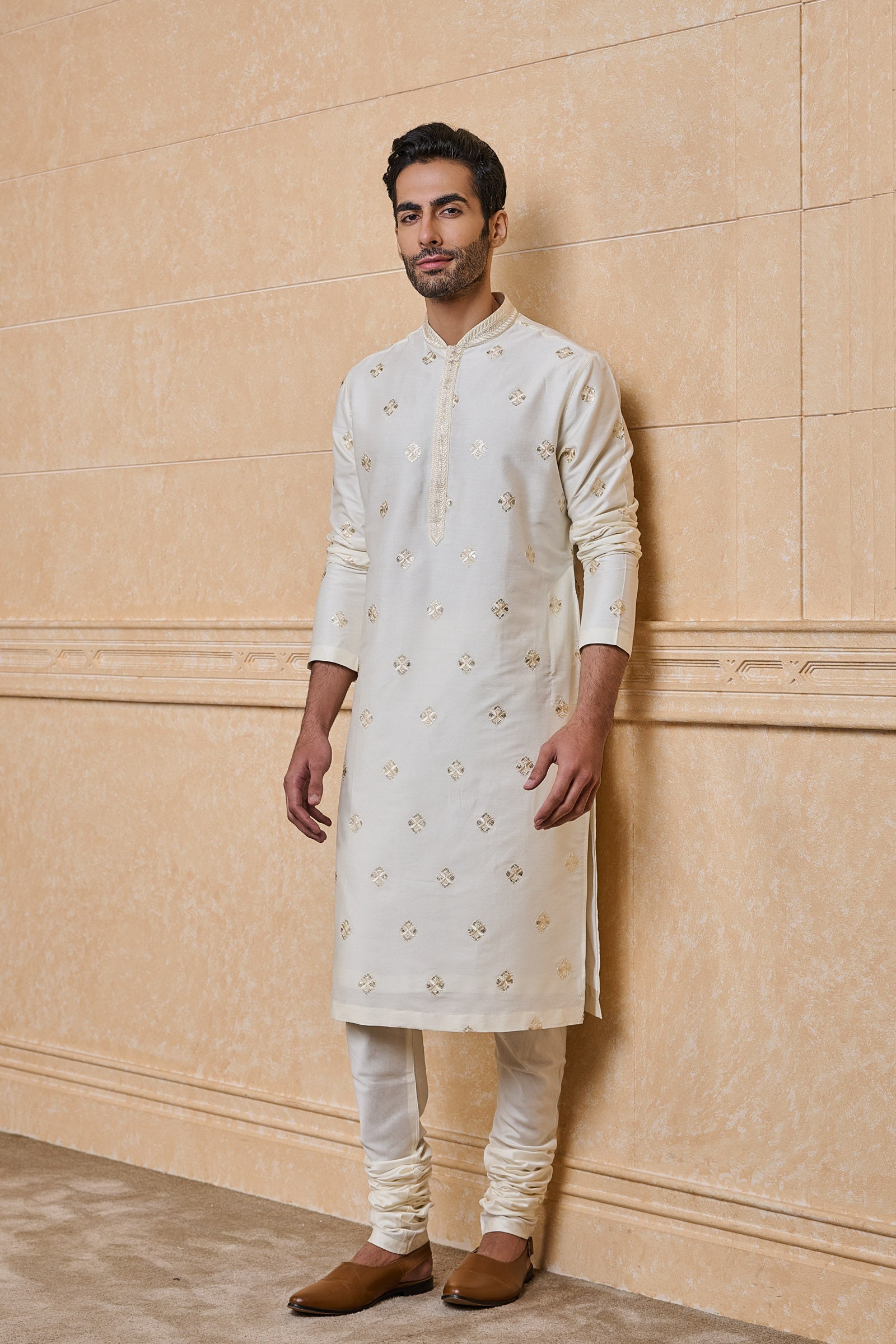 Ivory All Over Embroidered Kurta Set