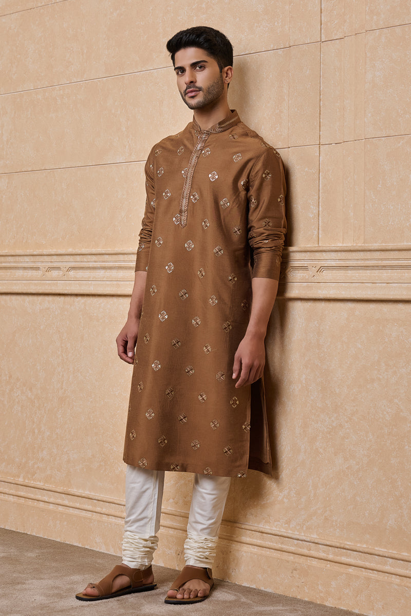 Medium Grey All Over Embroidered Kurta Set