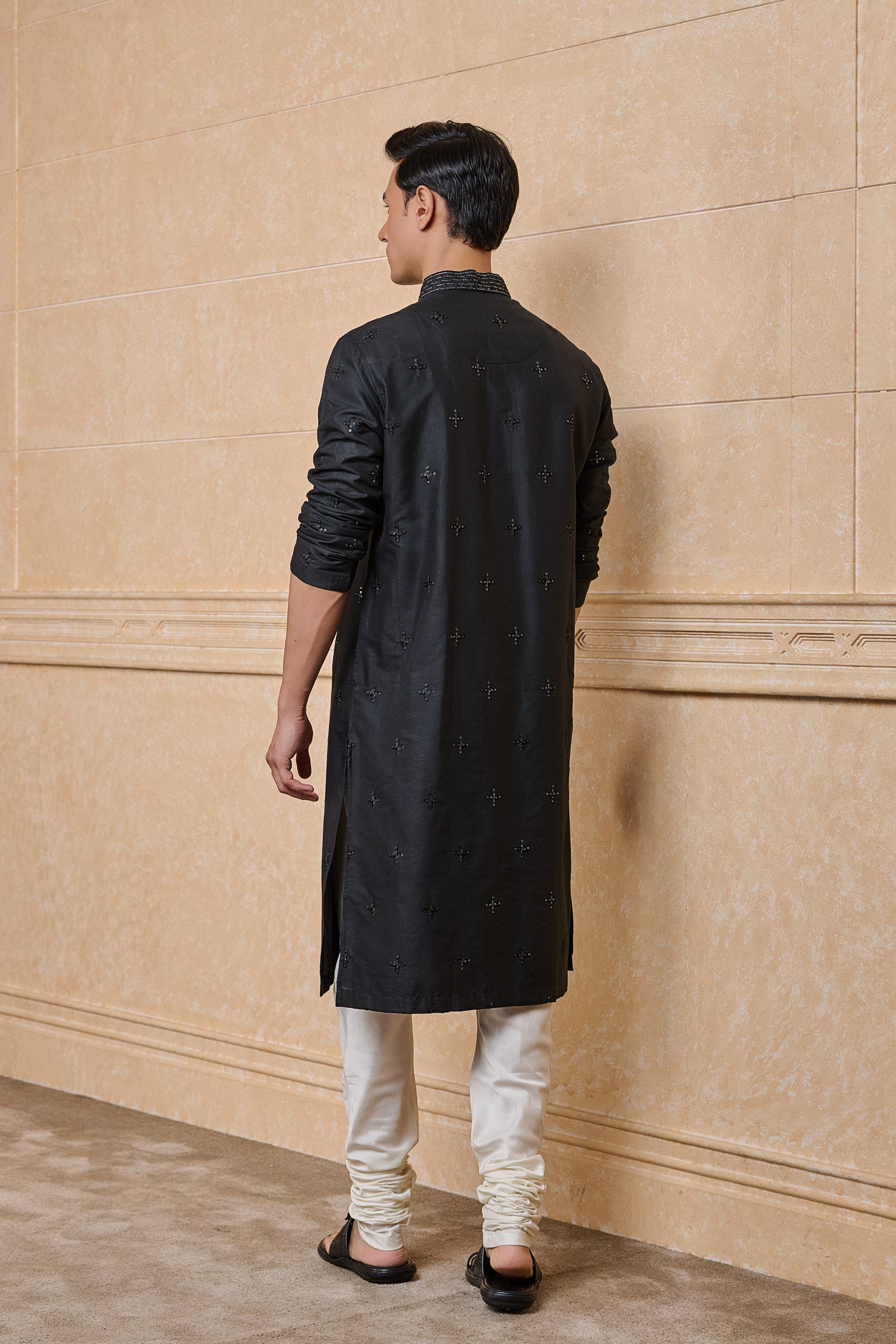 Black All Over Embroidered Kurta Set