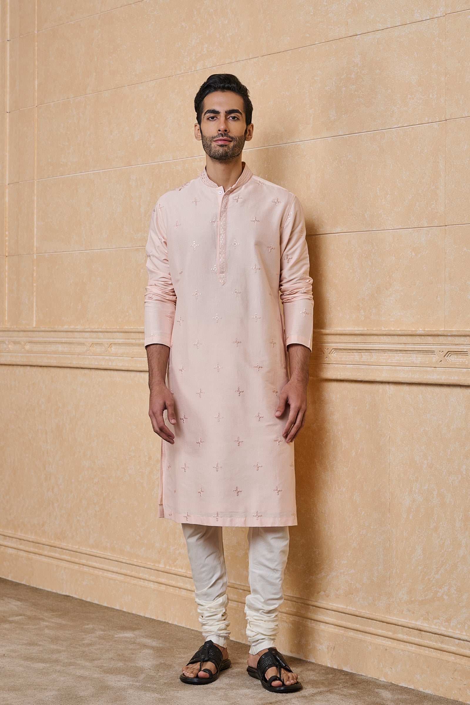 Pink All Over Embroidered Kurta Set