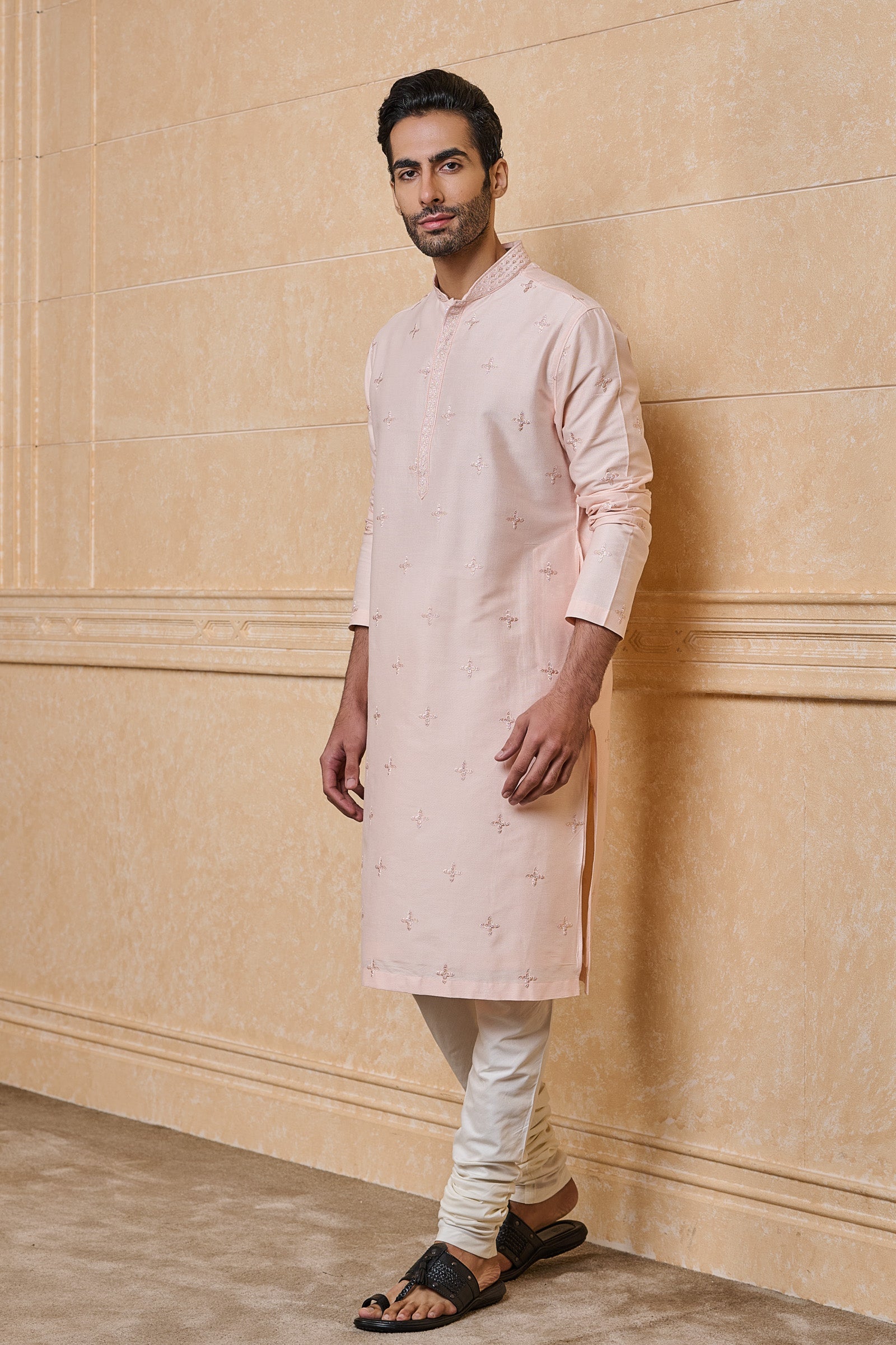 Pink All Over Embroidered Kurta Set