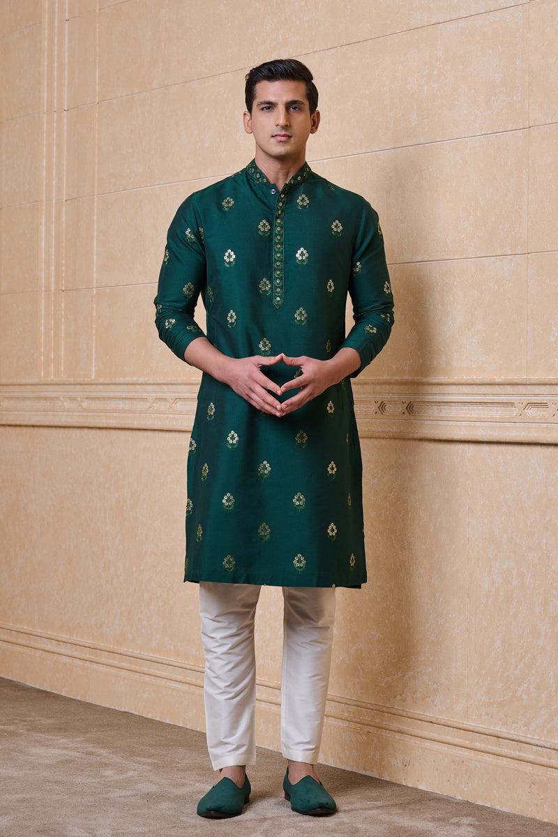 Green All Over Embroidered Kurta Set