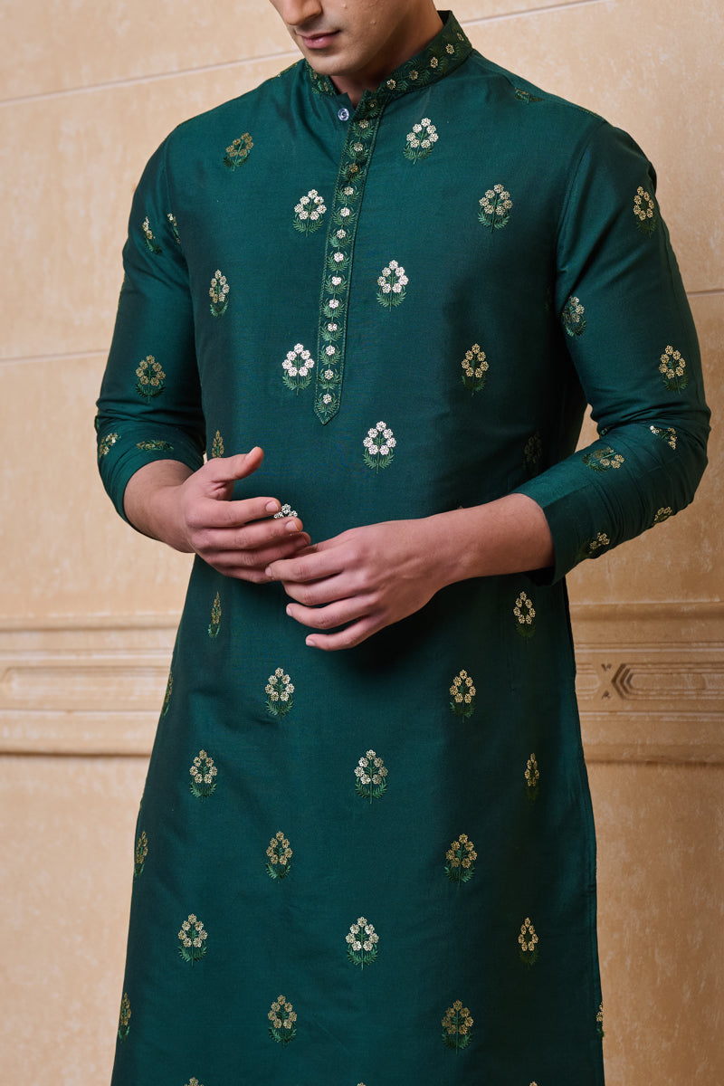 Green All Over Embroidered Kurta Set