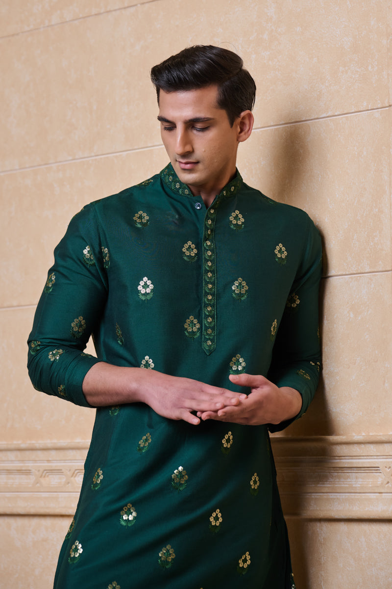 Green All Over Embroidered Kurta Set