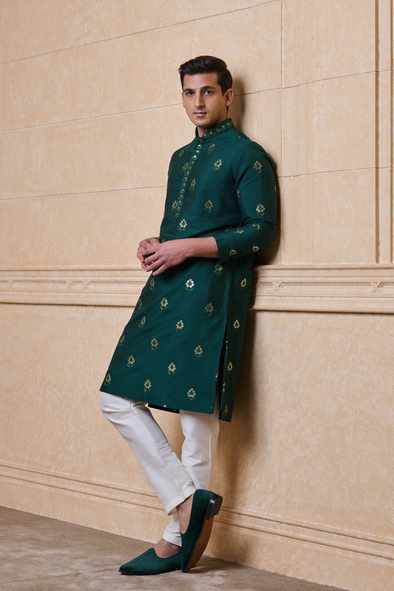 Green All Over Embroidered Kurta Set