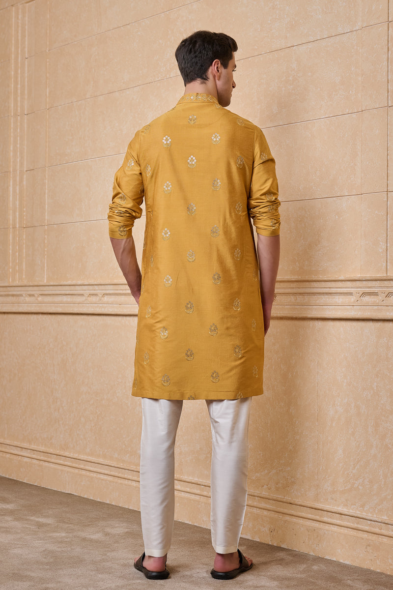 Yellow All Over Embroidered Kurta Set