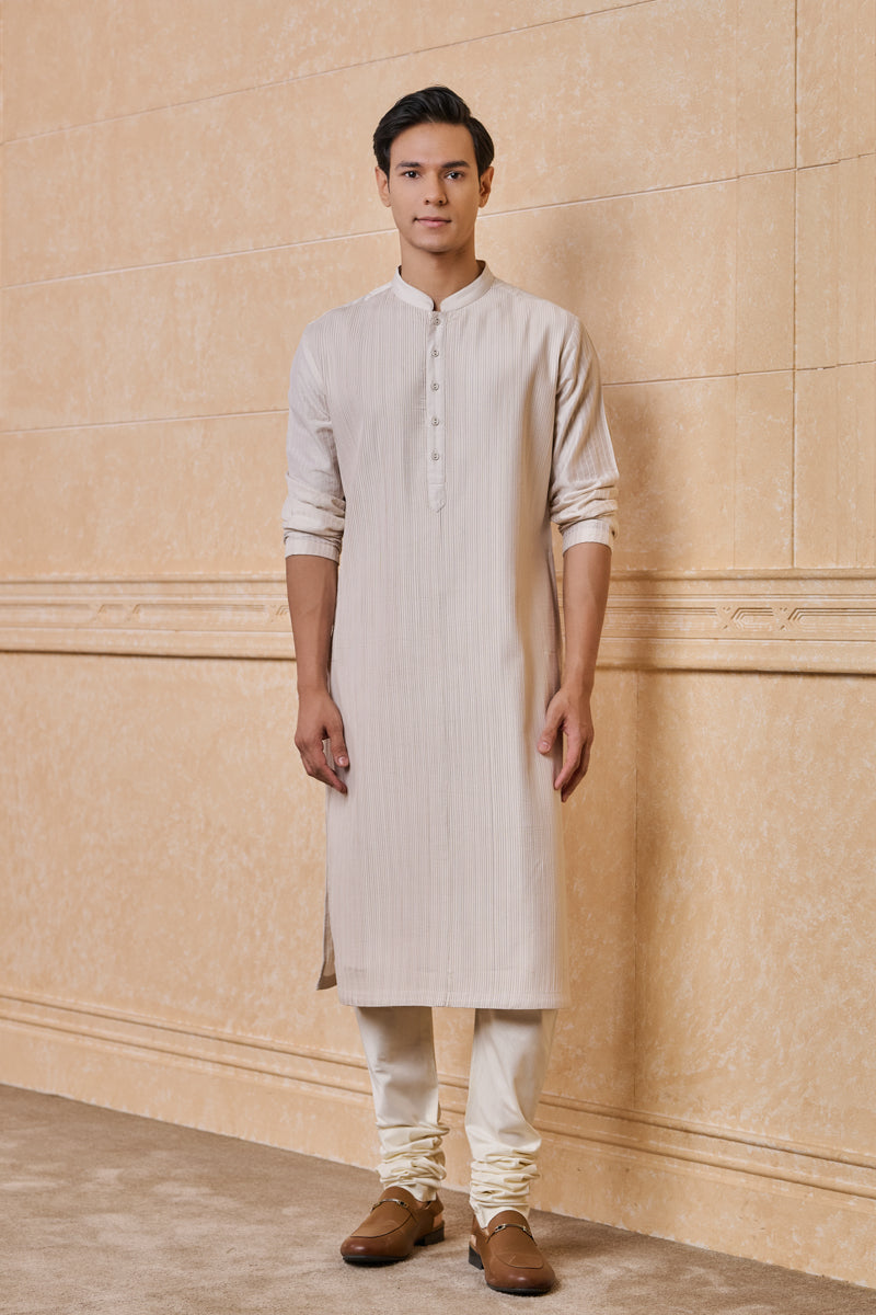 Ivory All Over Textured Kurta Set