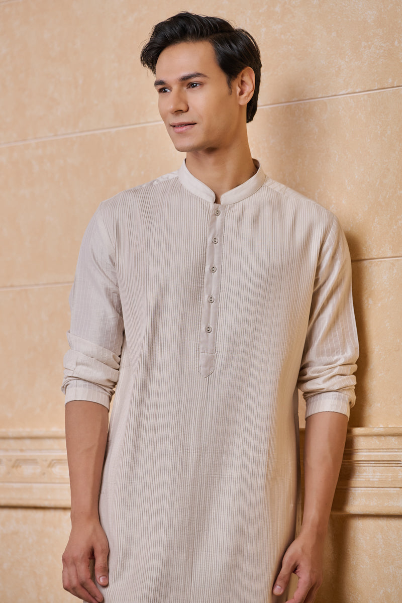 Ivory All Over Textured Kurta Set