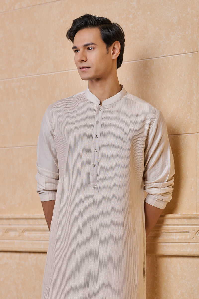 Ivory All Over Textured Kurta Set