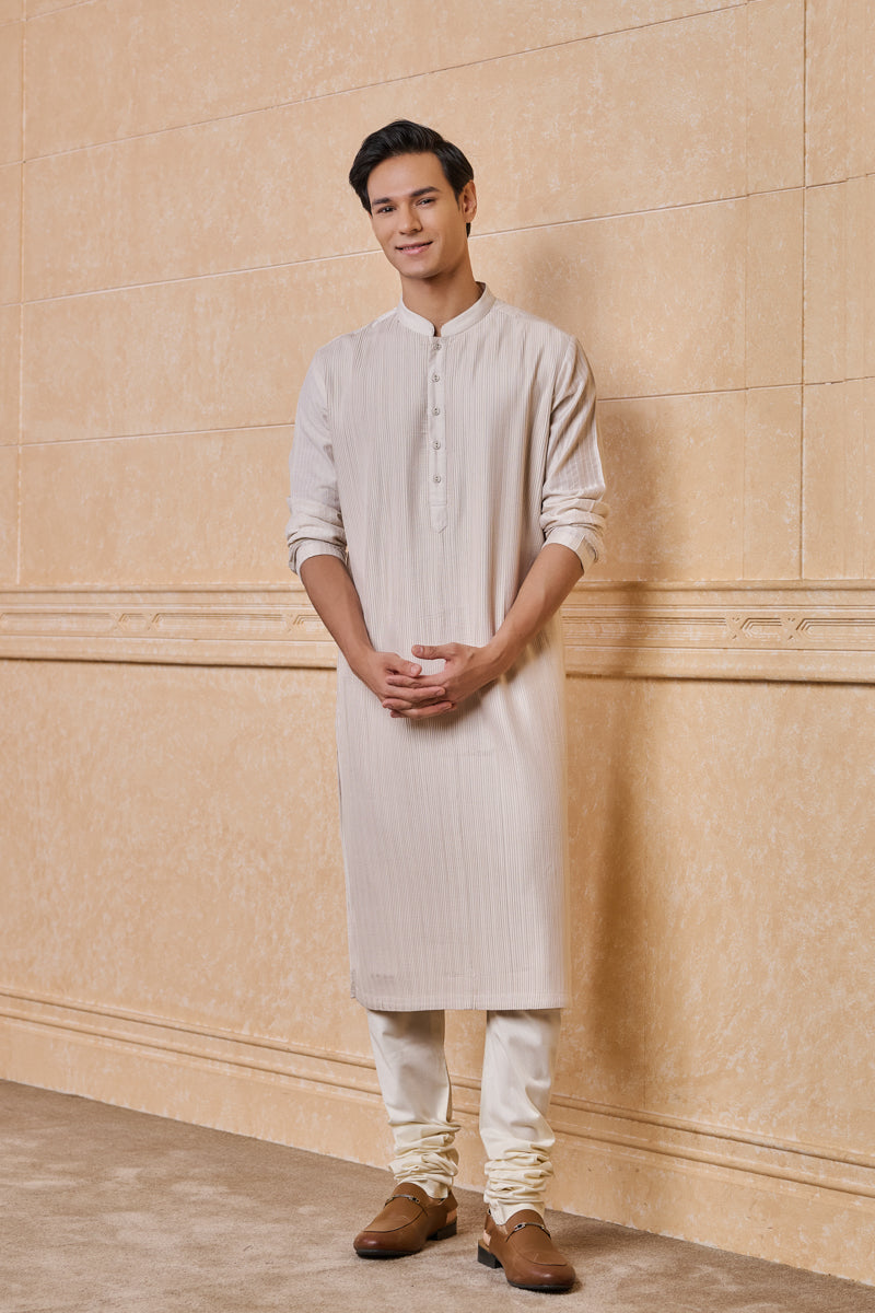 Ivory All Over Textured Kurta Set