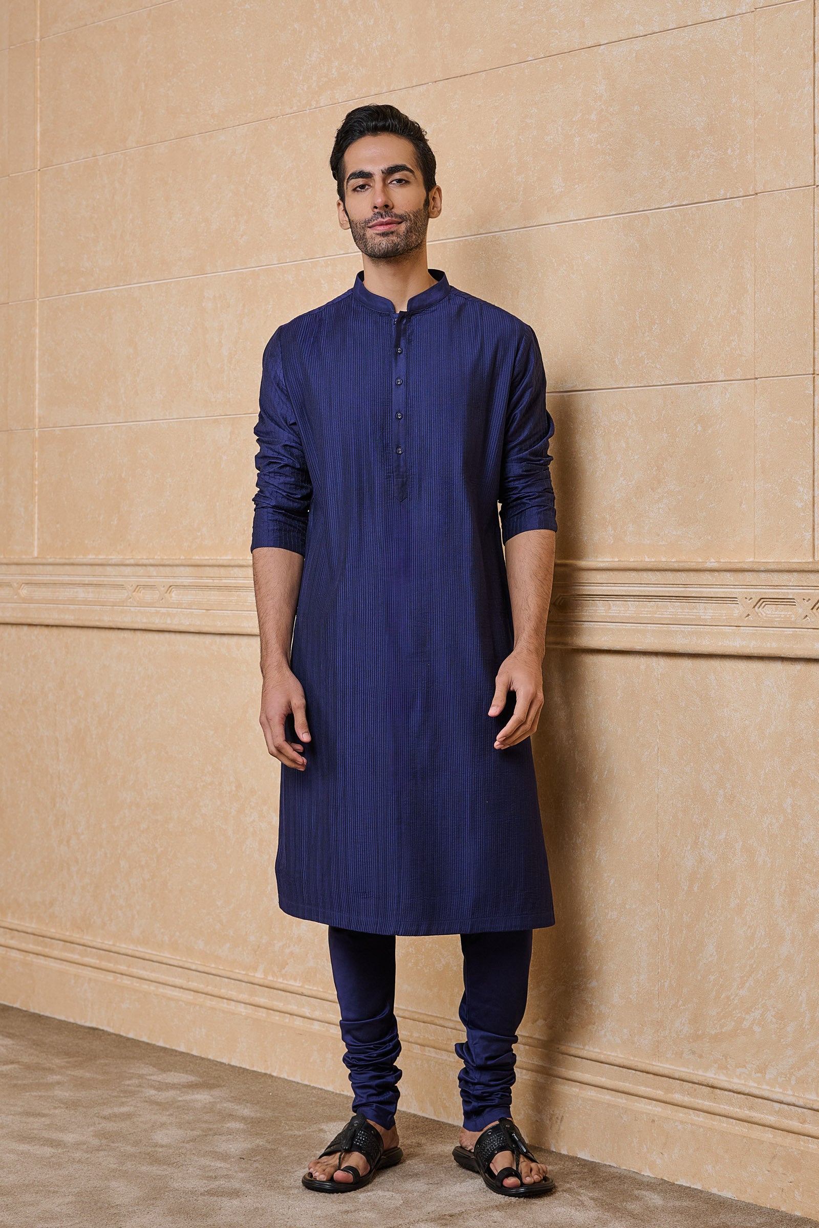 Navy All Over Textured Kurta Set