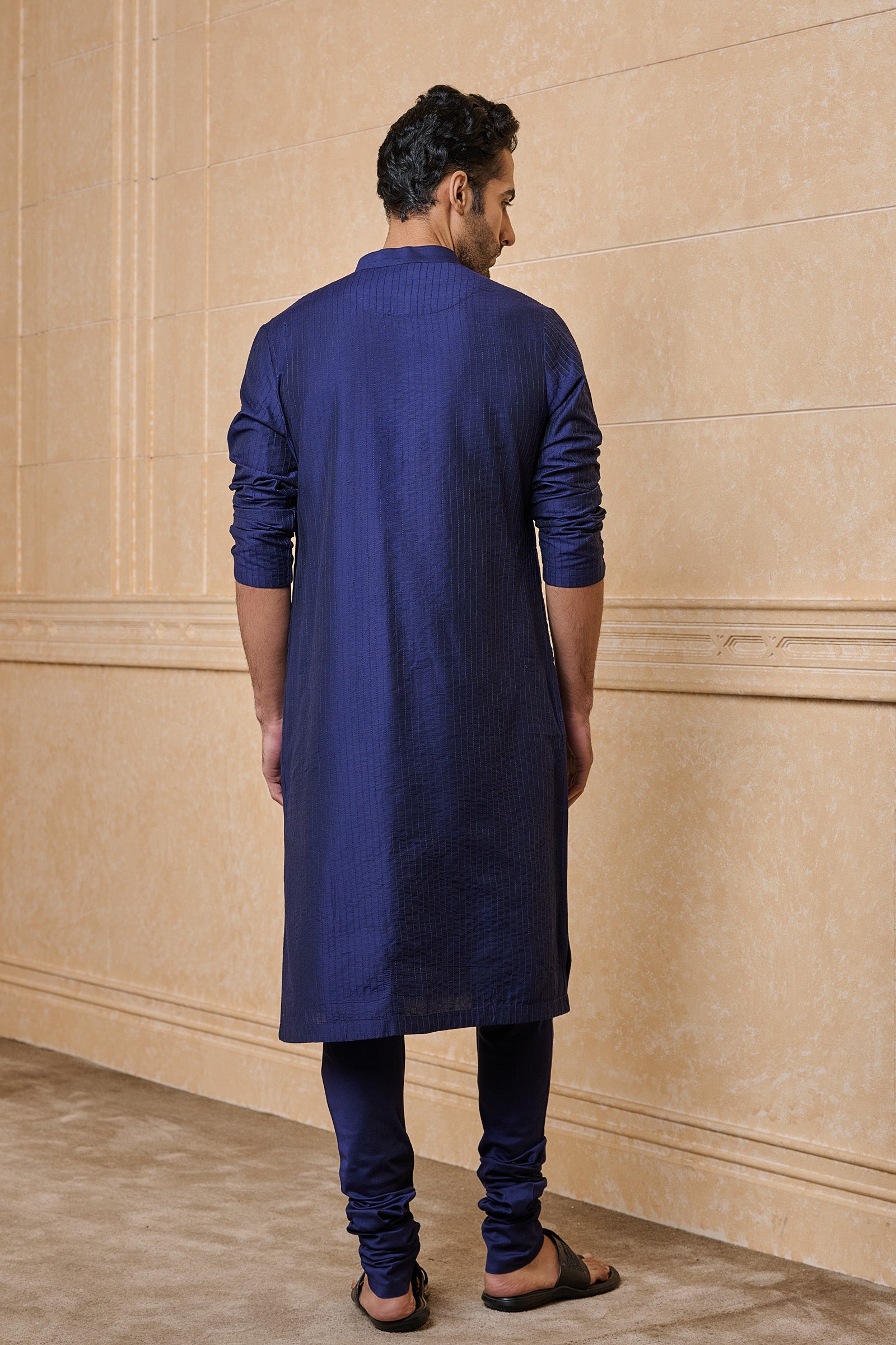 Navy All Over Textured Kurta Set