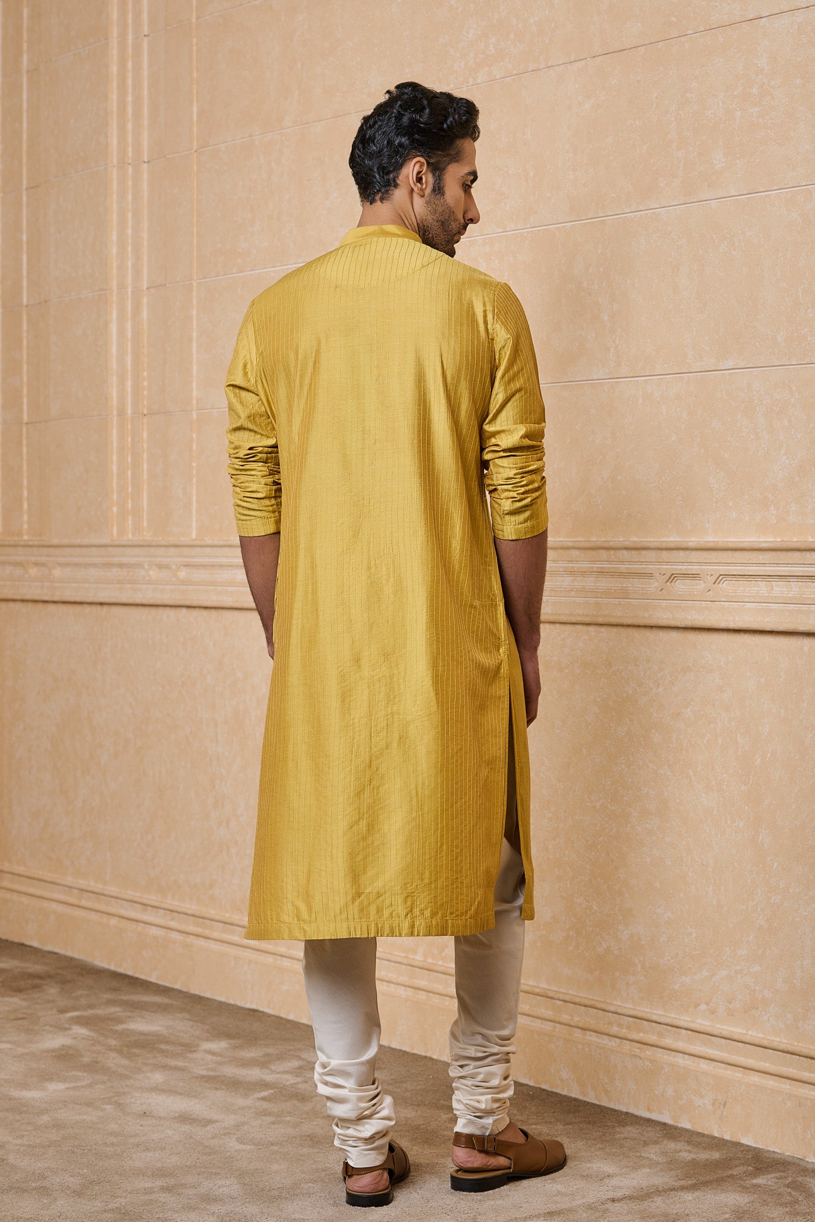 Yellow Ochre All Over Textured Kurta Set