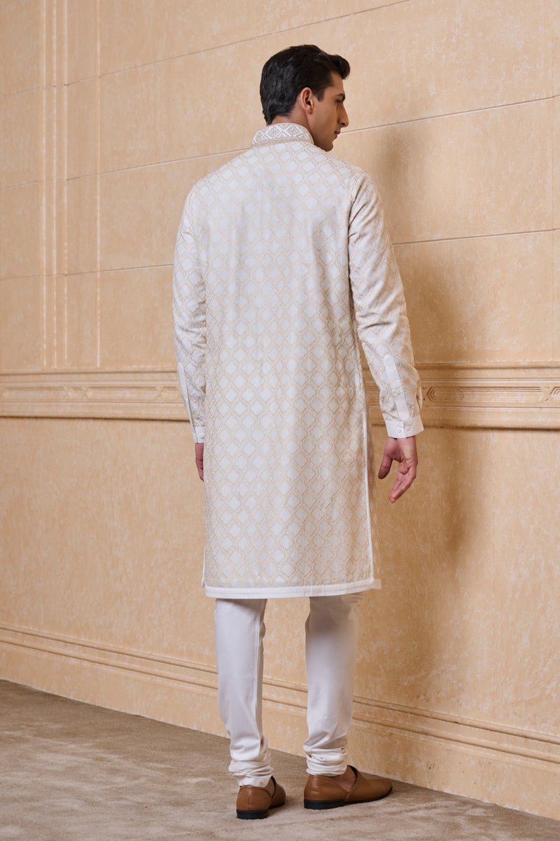 Ivory All Over Thread Embroidered Kurta Set