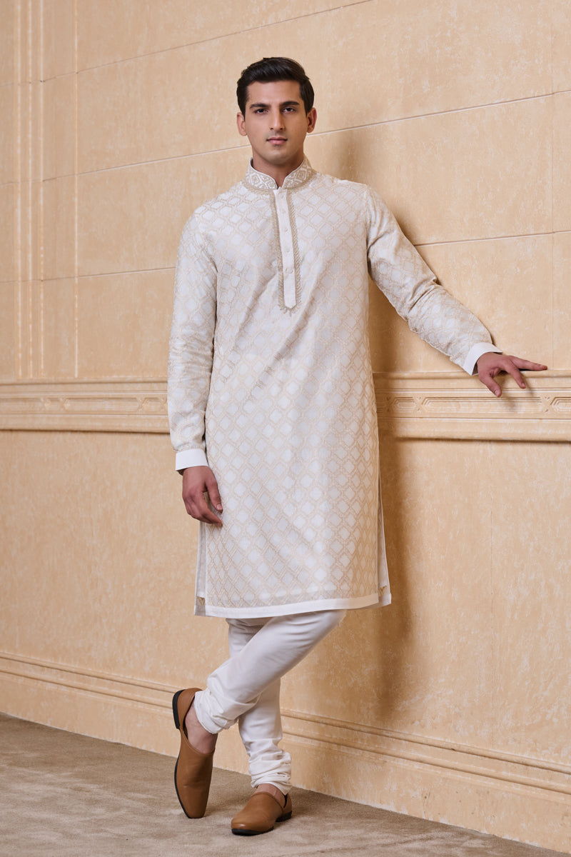 Ivory All Over Thread Embroidered Kurta Set