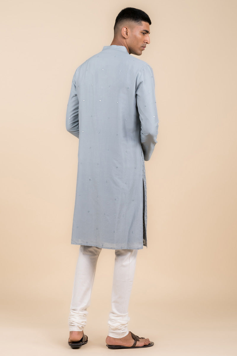 Light Blue All Over Mirror Embroidered Kurta Set