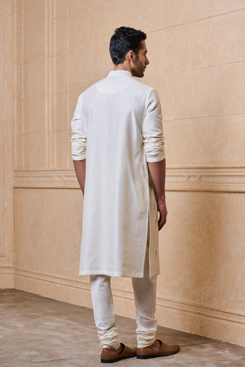 Ivory Kurta Set With Textured Detailing