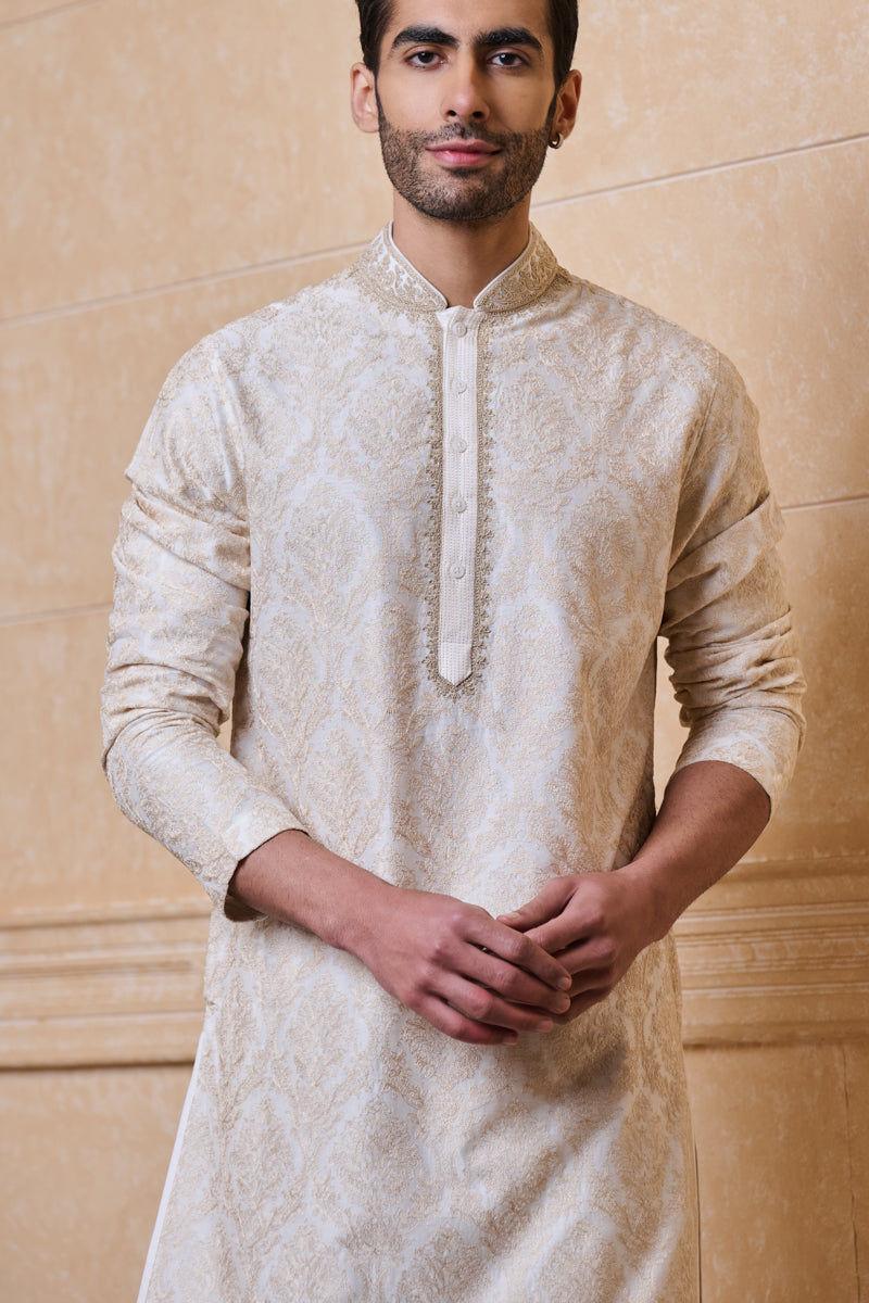 Ivory All Over Embroidered Kurta Set