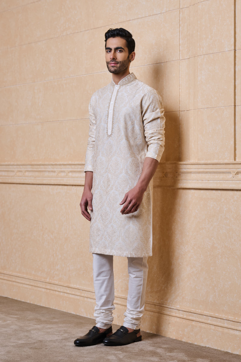 Ivory All Over Embroidered Kurta Set