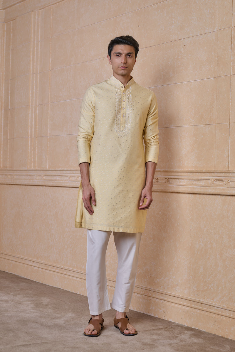 Gold Jacquard Kurta Set