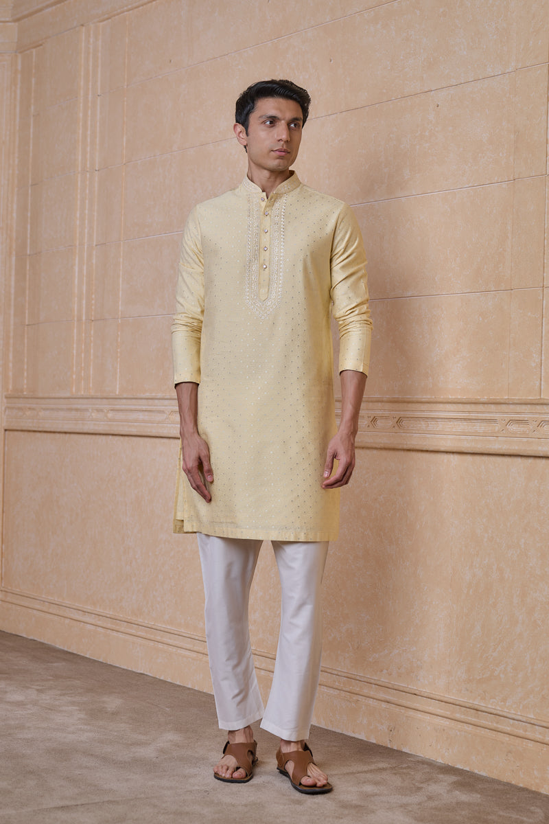 Gold Jacquard Kurta Set