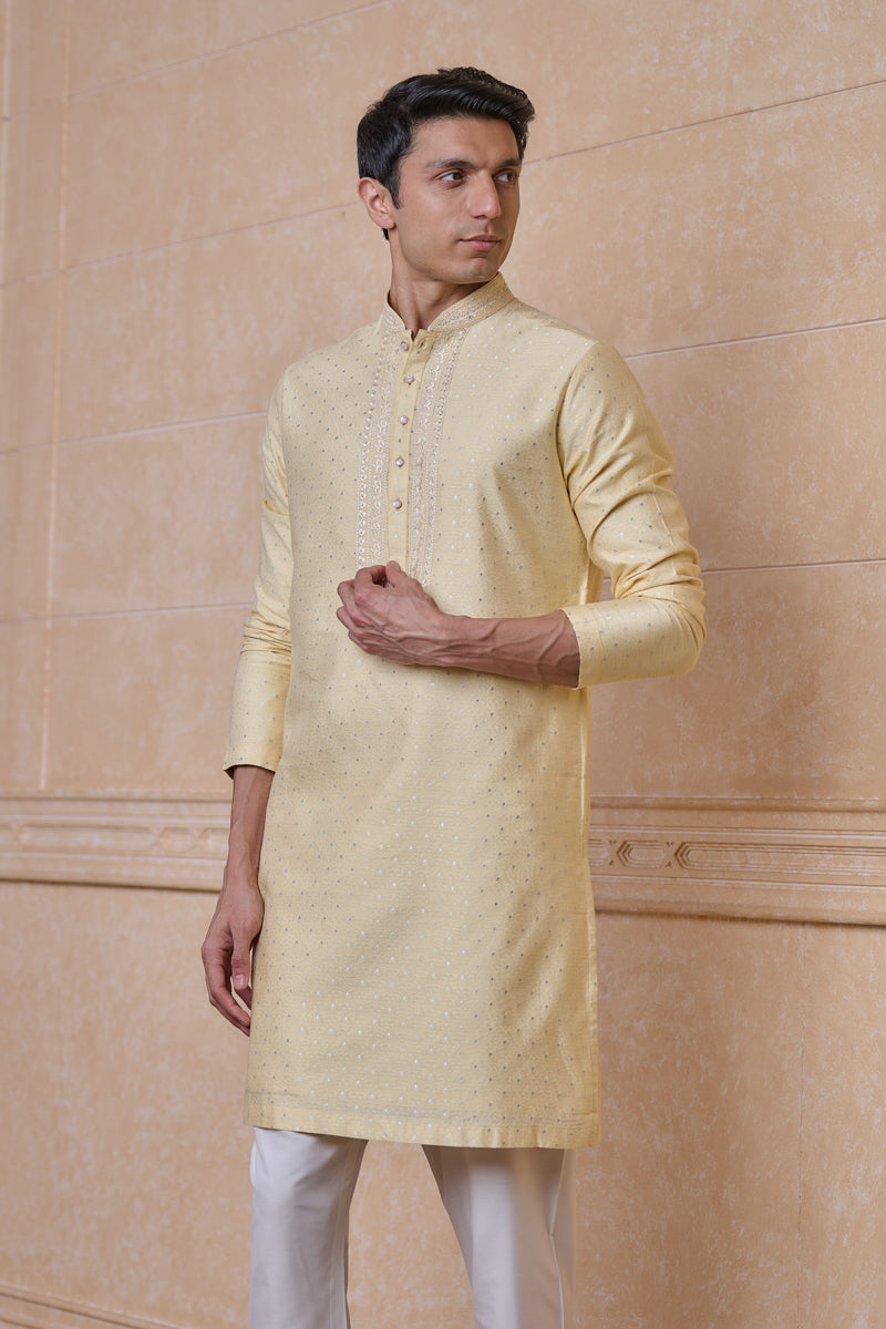 Gold Jacquard Kurta Set