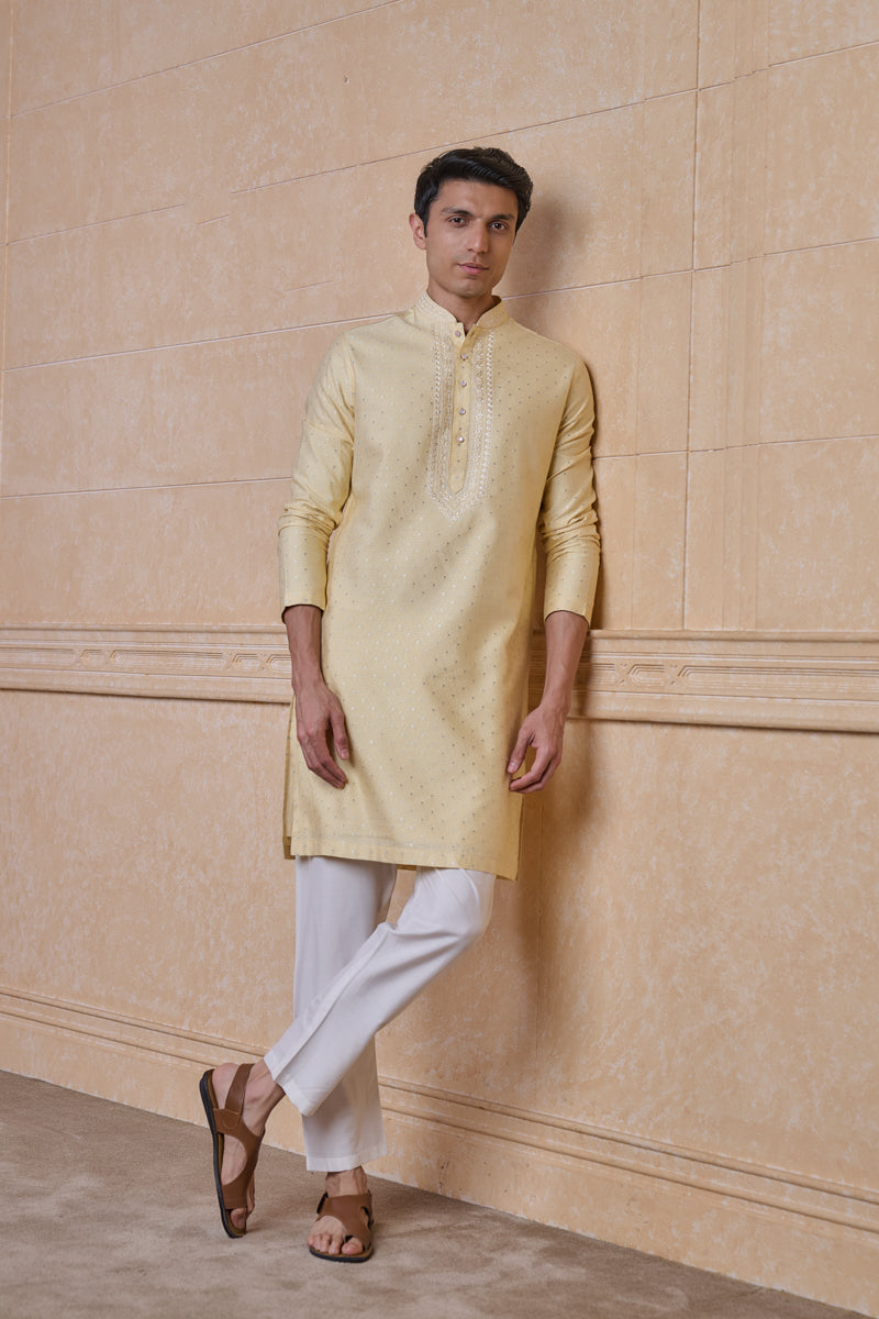 Gold Jacquard Kurta Set