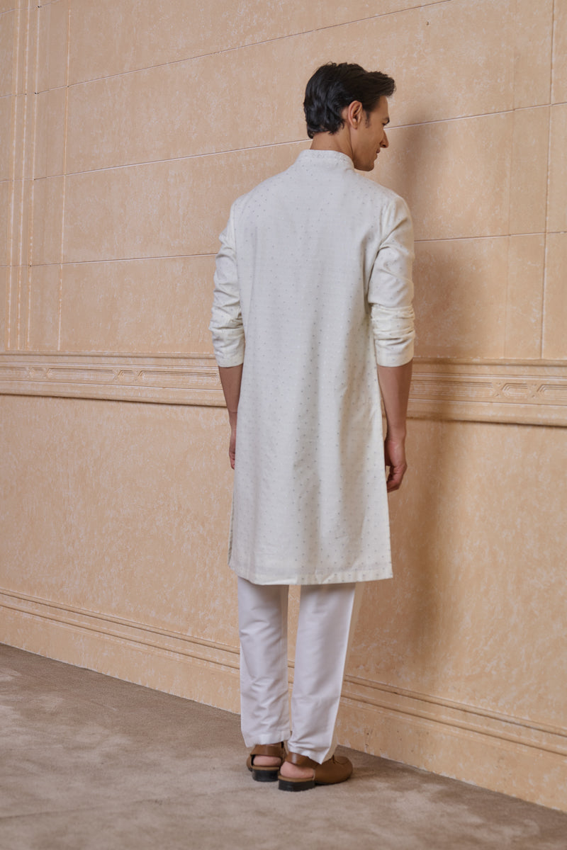 Ivory Jacquard Kurta Set