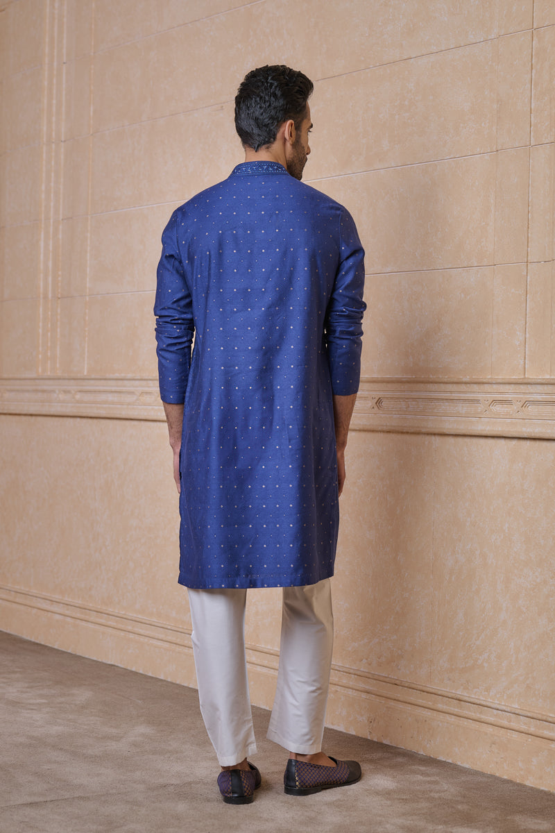 Navy Jacquard Kurta Set