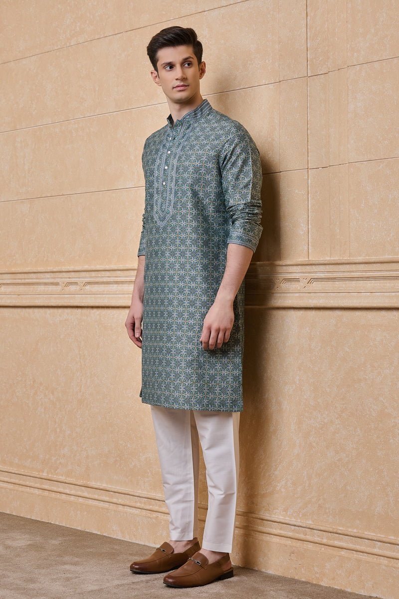 Light Blue All Over Printed Kurta Set