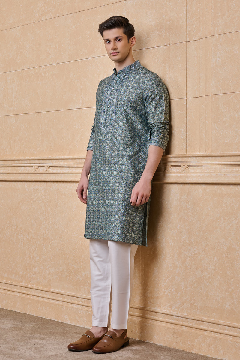 Light Blue All Over Printed Kurta Set