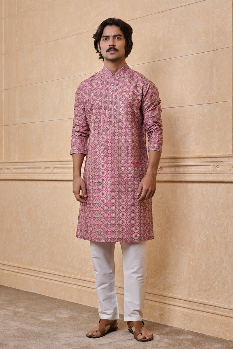 Pink All Over Printed Kurta Set