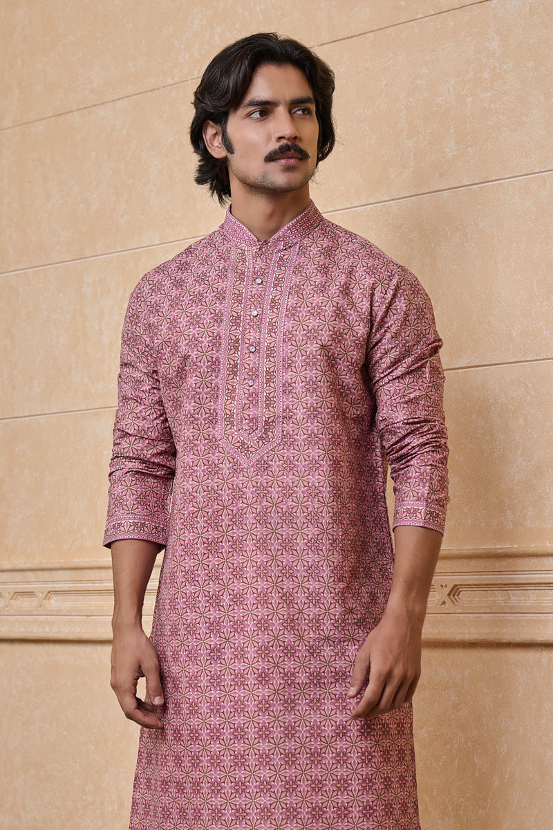 Pink All Over Printed Kurta Set