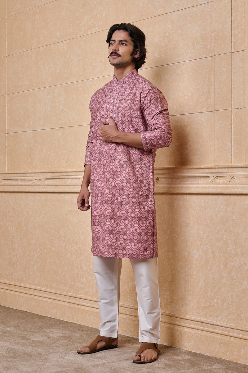 Pink All Over Printed Kurta Set